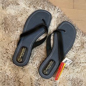 Denim / black Flip Flops